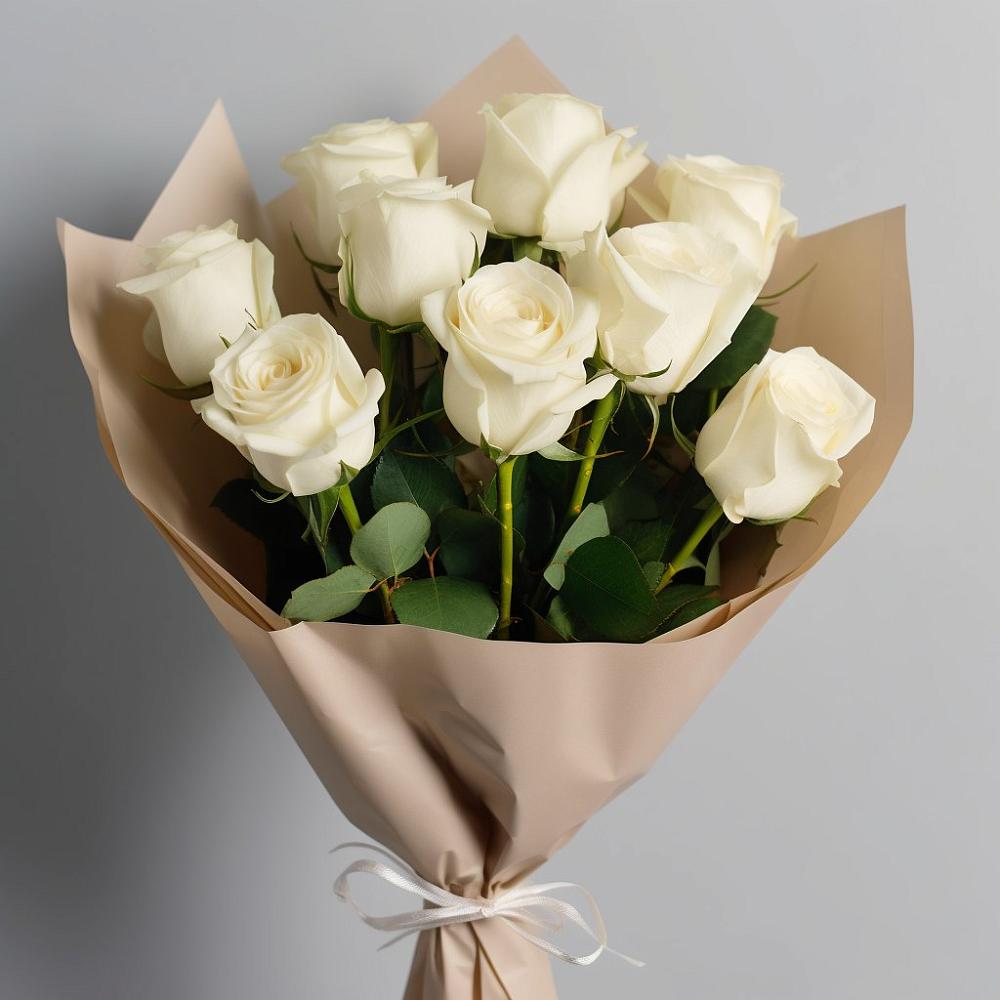 Букет 9 Белых роз Эдлесс Лав в Тулуне