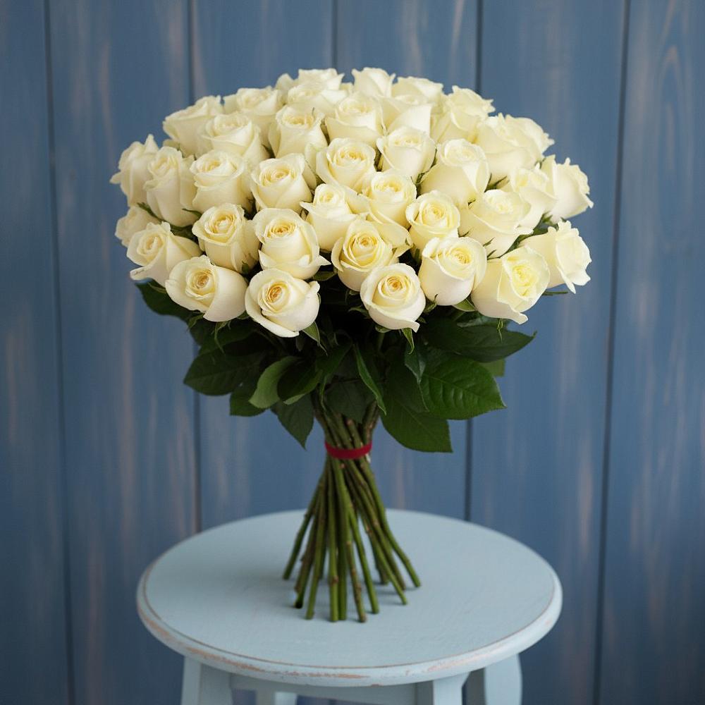 Букет 51 Белая роза Эдлесс Лав в Тулуне