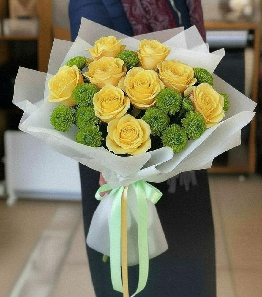 Букет цветов из: Хризантемы и Розы в Тулуне