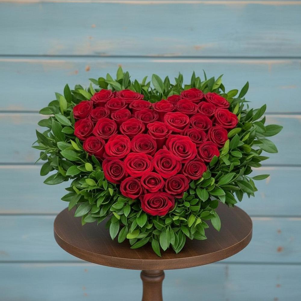 Цветочная композиция из Розы в виде сердца в Тулуне