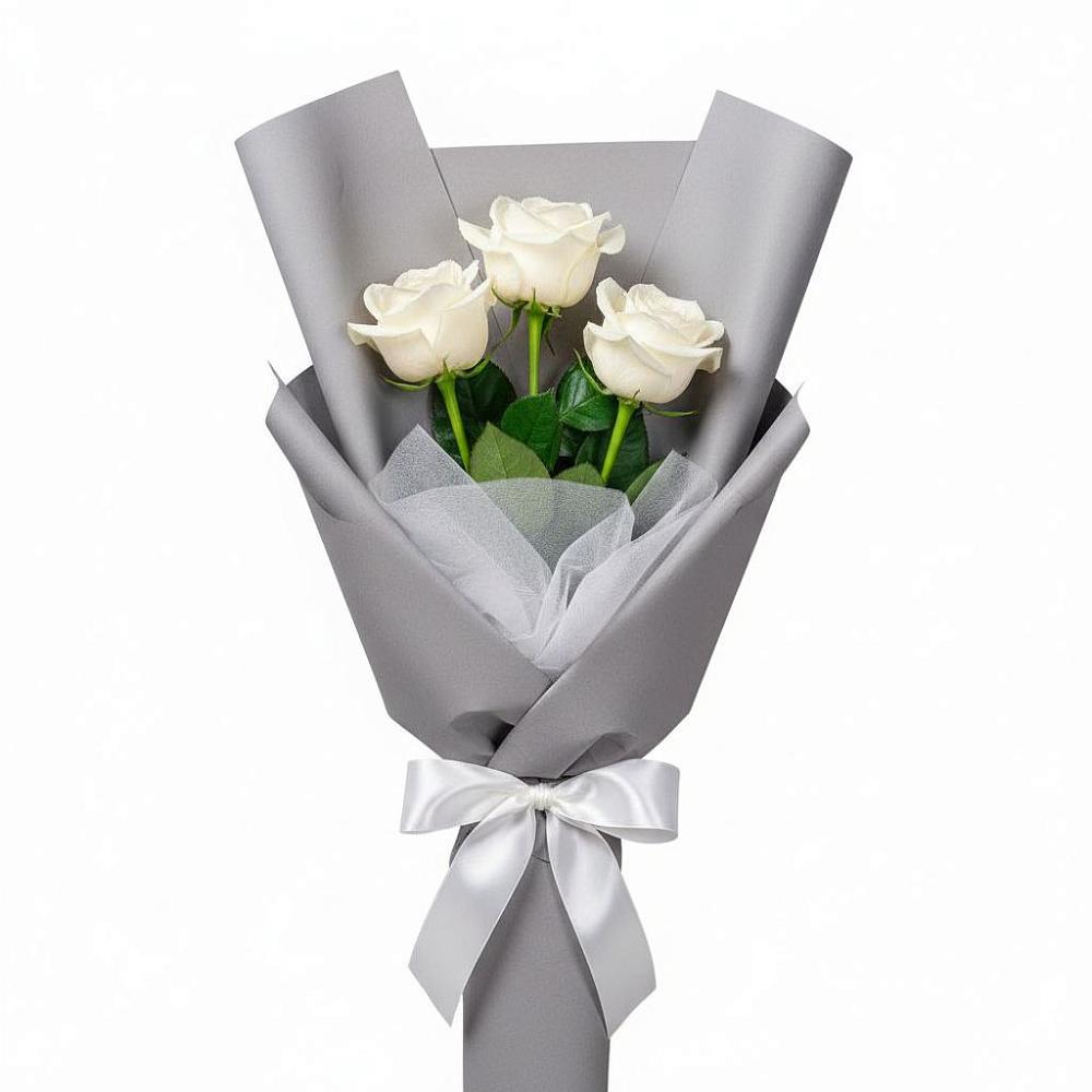 Букет 3 белые розы в Тулуне