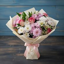 Букет цветов из:  Хризантемы, Альстромерии и Розы в Тулуне