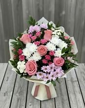 Букет цветов из:  Альстромерии, Гвоздики, Розы и Хризантемы #REPLACE_PRED# Тулуне